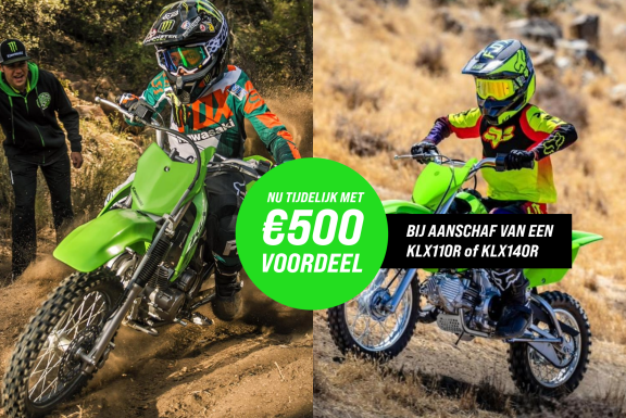€500 euro voordeel bij aankoop van een KLX110R of KLX140R